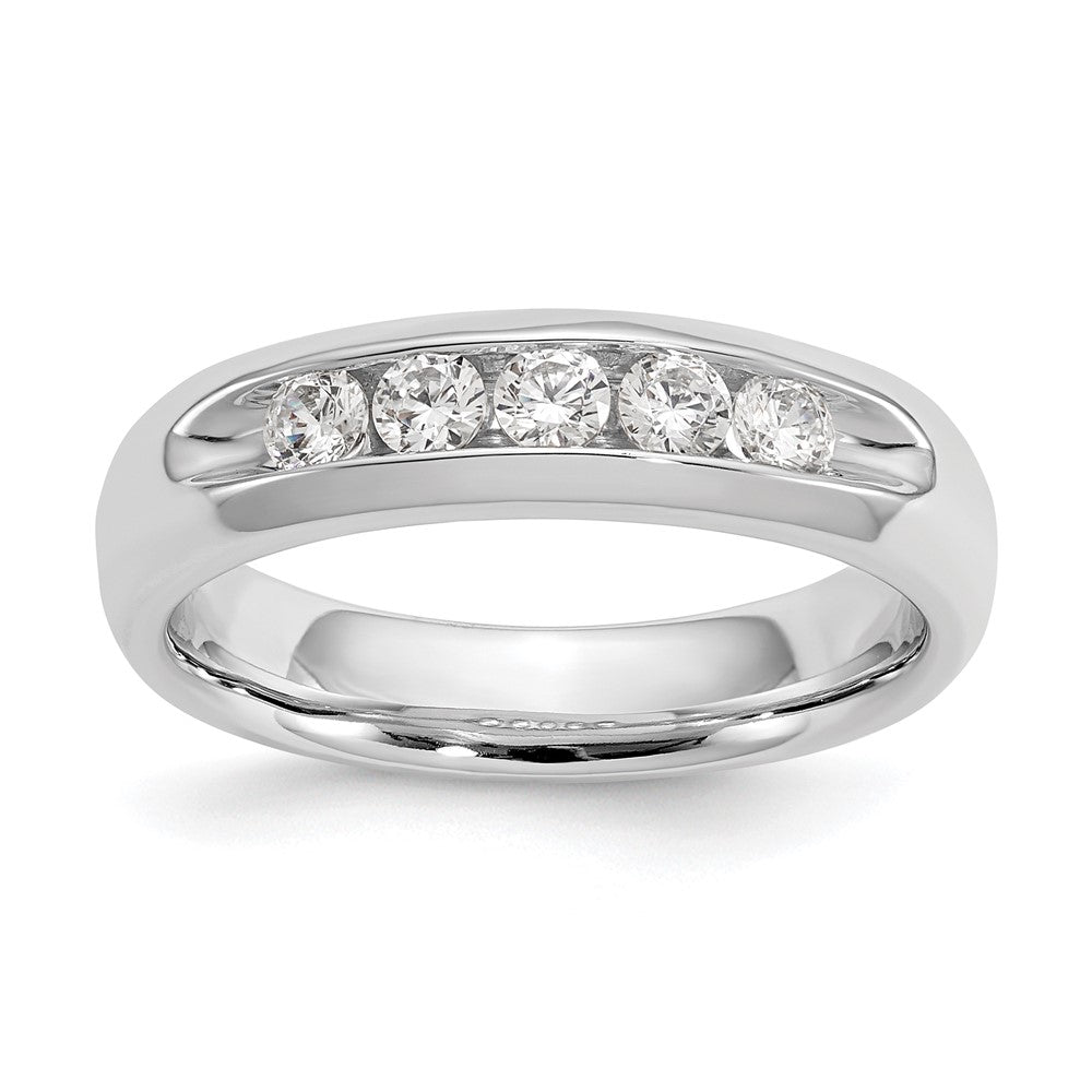 14K White Gold 5-Stone 3/8 carat Round Diamond Complete Channel Band