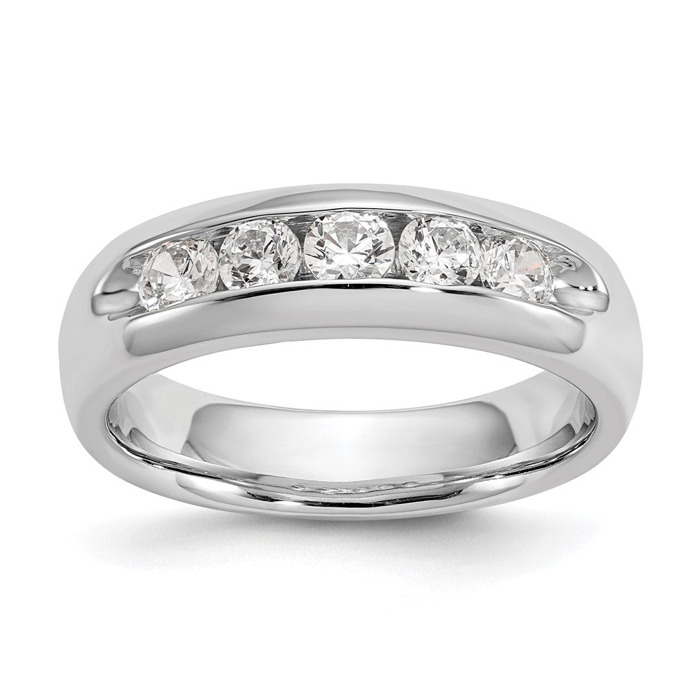 14K White Gold 5-Stone 5/8 carat Round Diamond Complete Channel Band