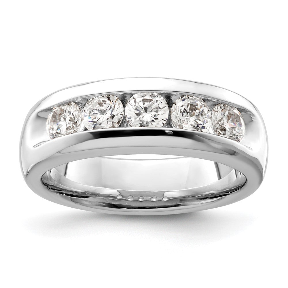 14K White Gold 5-Stone 1 carat Round Diamond Complete Channel Band