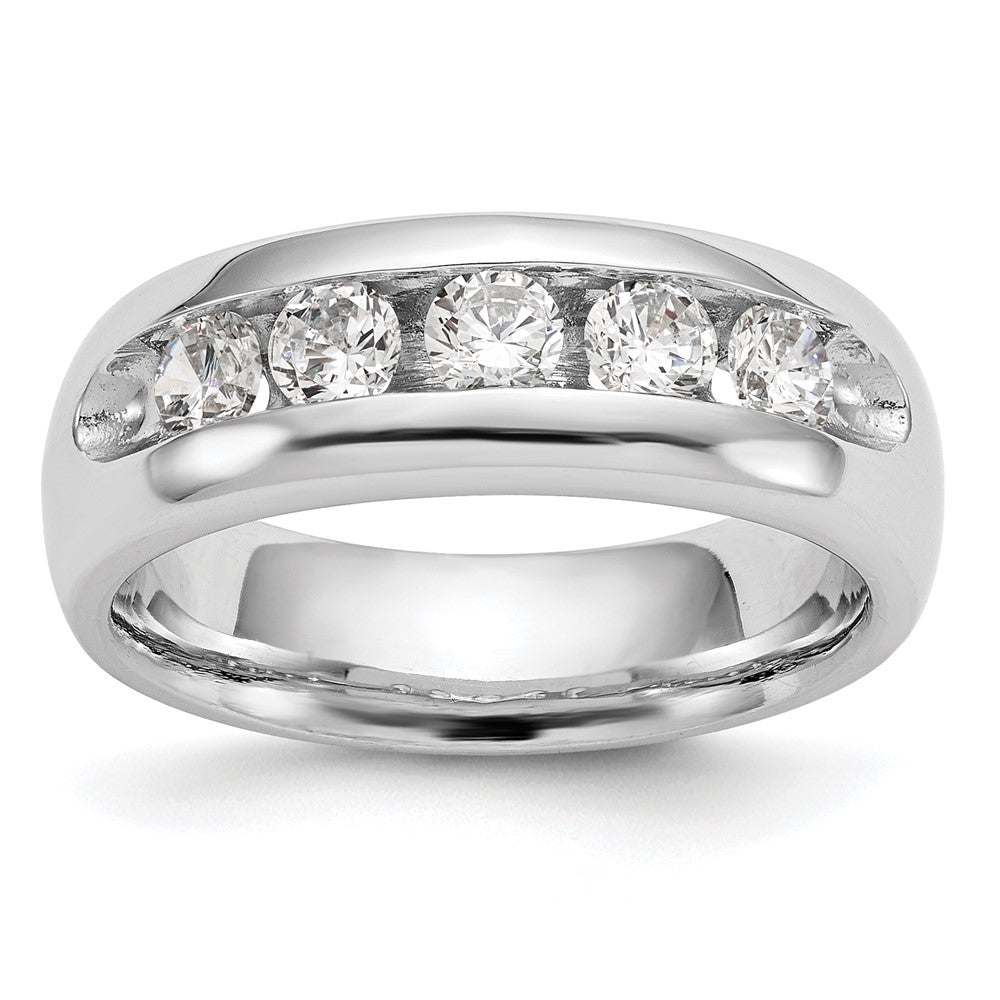14K White Gold 5-Stone 1.2 carat Round Diamond Complete Channel Band