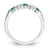 Load image into Gallery viewer, 14k White Gold 1/10 carat Diamond and Emerald Complete Band

