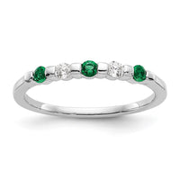 Load image into Gallery viewer, 14k White Gold 1/10 carat Diamond and Emerald Complete Band
