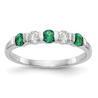 Load image into Gallery viewer, 14k White Gold 1/5 carat Diamond and Emerald Complete Band
