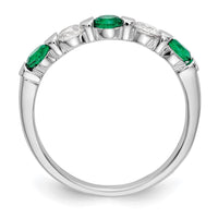 Load image into Gallery viewer, 14k White Gold 1/3 carat Diamond and Emerald Complete Band
