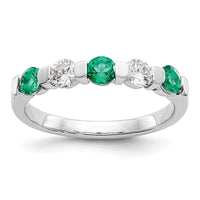 Load image into Gallery viewer, 14k White Gold 1/3 carat Diamond and Emerald Complete Band
