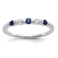 Load image into Gallery viewer, 14k White Gold 1/10 carat Diamond and Blue Sapphire Complete Band
