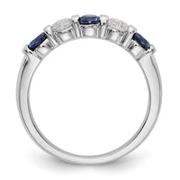 Load image into Gallery viewer, 14k White Gold 1/3 carat Diamond and Blue Sapphire Complete Band
