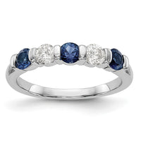 Load image into Gallery viewer, 14k White Gold 1/3 carat Diamond and Blue Sapphire Complete Band

