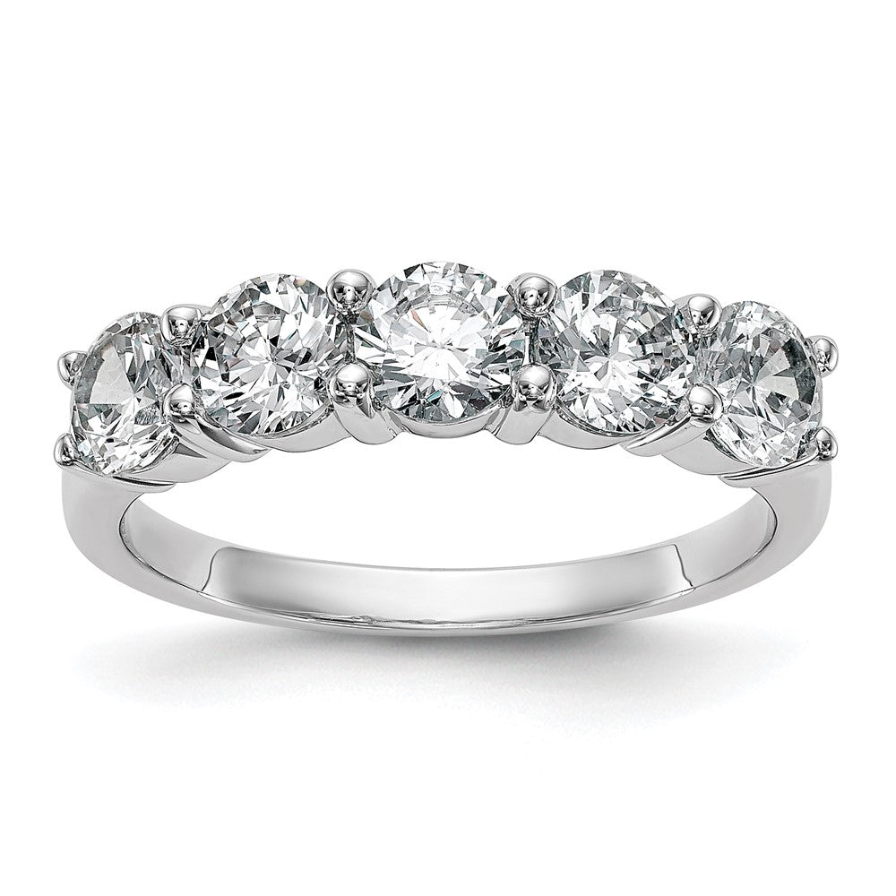 14K White Gold 5-Stone Shared Prong 1.65 carat Complete Round Diamond Band