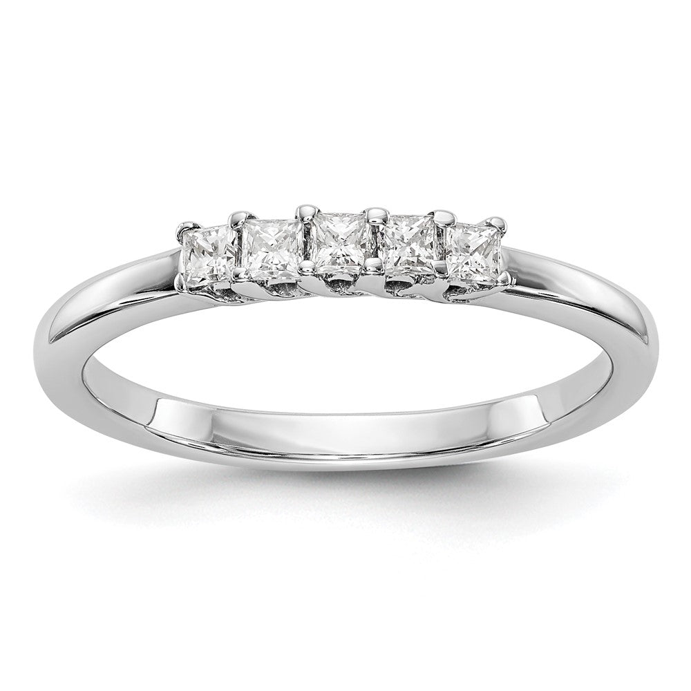 14K White Gold 5-Stone Shared Prong 1/4 carat Complete Princess Diamond Band