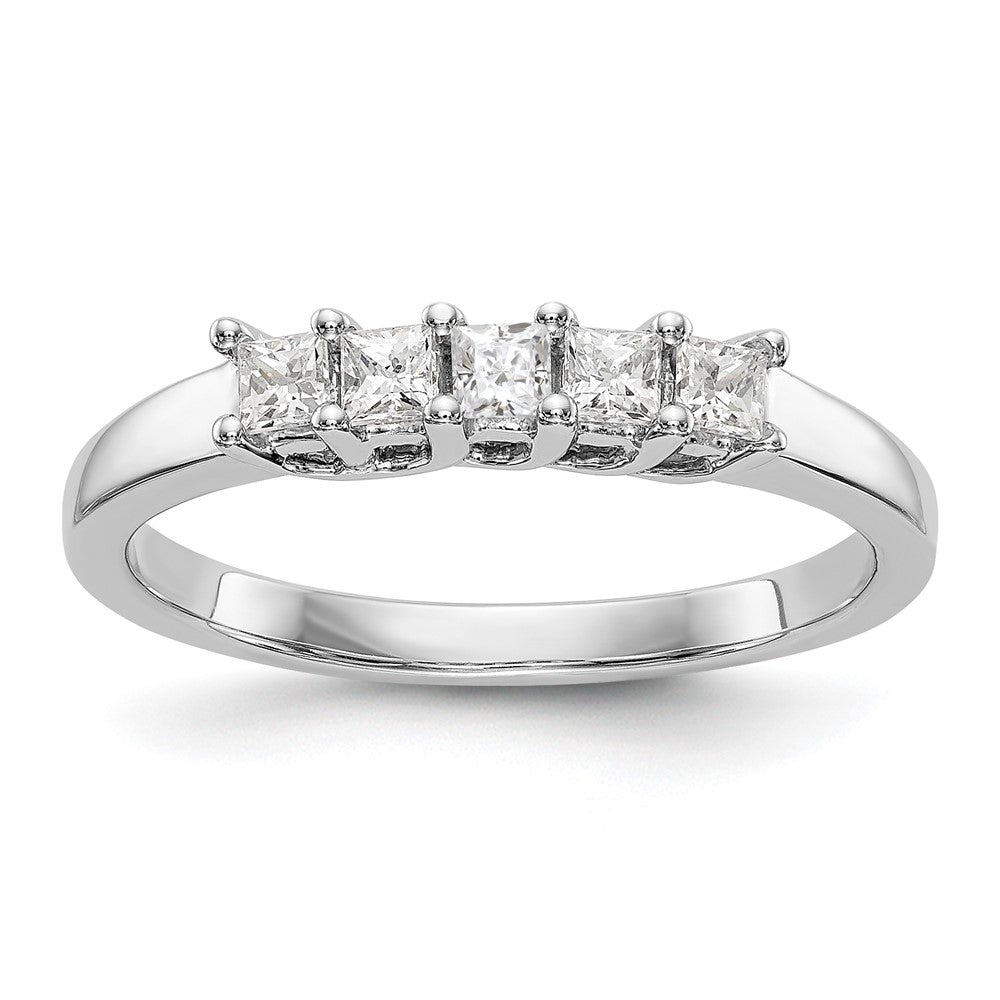 14K White Gold 5-Stone Shared Prong 1/3 carat Complete Princess Diamond Band