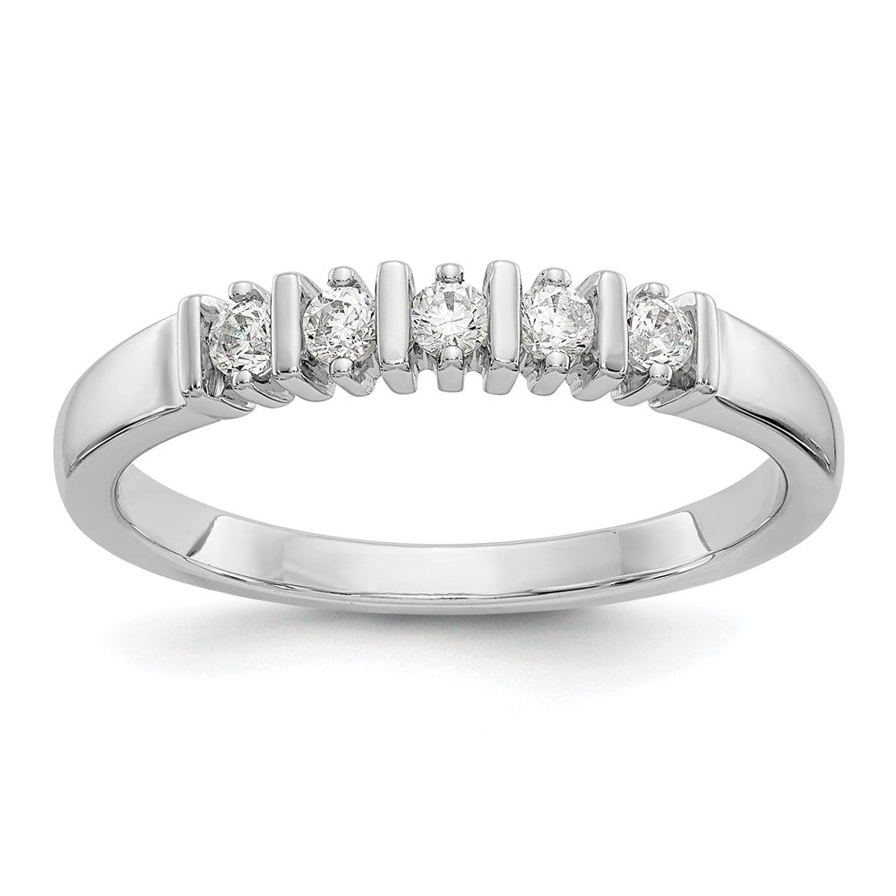 14K White Gold 5-Stone Prong-set 1/5 carat Complete Round Diamond Band