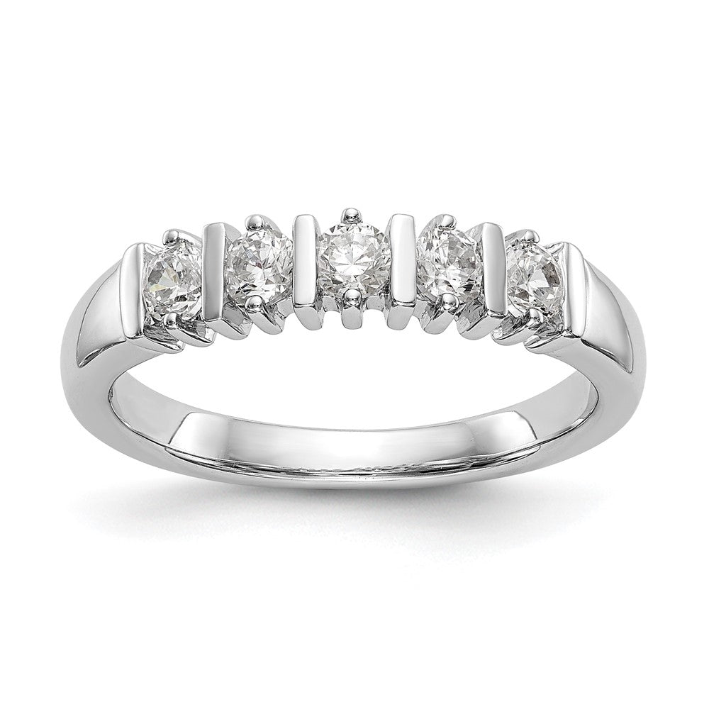 14K White Gold 5-Stone Prong-set 1/2 carat Complete Round Diamond Band