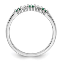 Load image into Gallery viewer, 14k White Gold 1/15 carat Diamond and Emerald Complete Band
