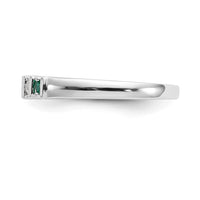 Load image into Gallery viewer, 14k White Gold 1/15 carat Diamond and Emerald Complete Band
