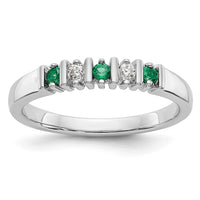 Load image into Gallery viewer, 14k White Gold 1/15 carat Diamond and Emerald Complete Band
