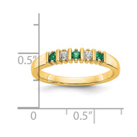 Load image into Gallery viewer, 14k Yellow Gold 1/15 carat Diamond and Emerald Complete Band
