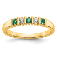 Load image into Gallery viewer, 14k Yellow Gold 1/15 carat Diamond and Emerald Complete Band
