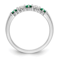 Load image into Gallery viewer, 14k White Gold 1/5 carat Diamond and Emerald Complete Band
