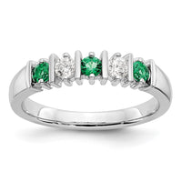 Load image into Gallery viewer, 14k White Gold 1/5 carat Diamond and Emerald Complete Band

