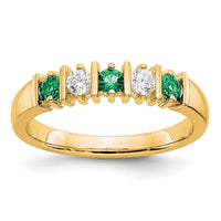 Load image into Gallery viewer, 14k Yellow Gold 1/5 carat Diamond and Emerald Complete Band
