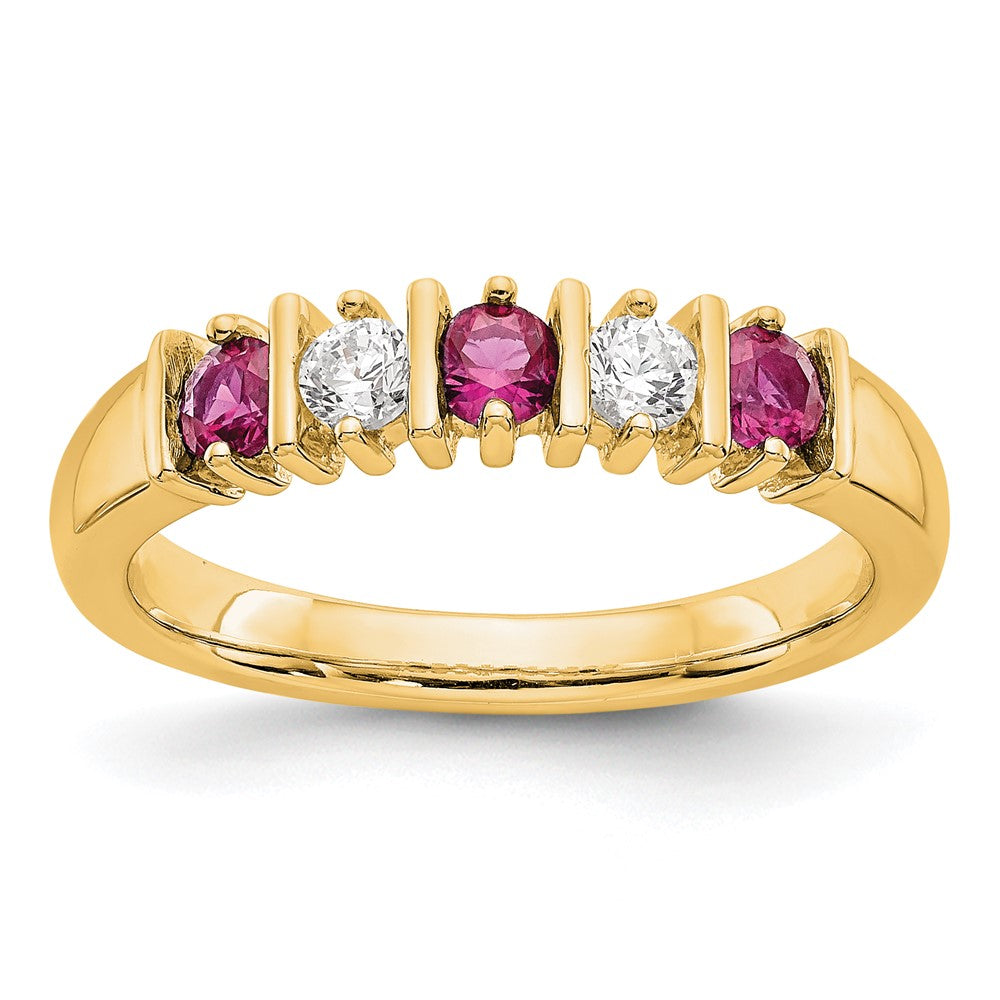 14k Yellow Gold 1/5 carat Diamond and Ruby Complete Band