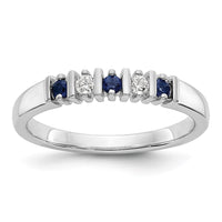 Load image into Gallery viewer, 14k White Gold 1/15 carat Diamond and Blue Sapphire Complete Band
