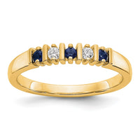 Load image into Gallery viewer, 14k Yellow Gold 1/15 carat Diamond and Blue Sapphire Complete Band
