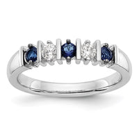 Load image into Gallery viewer, 14k White Gold 1/5 carat Diamond and Blue Sapphire Complete Band
