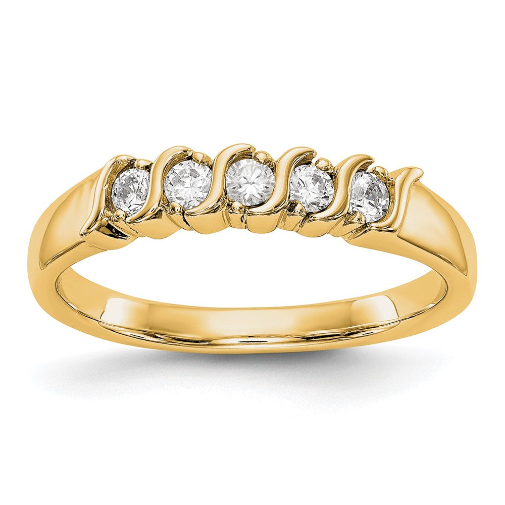 14K Yellow Gold 5-Stone Prong-set 1/4 carat Complete Round Diamond Band