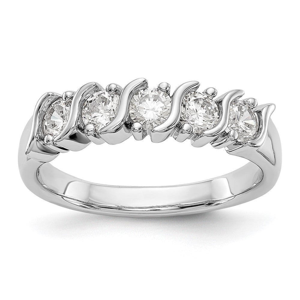 14K White Gold 5-Stone Prong-set 3/4 carat Complete Round Diamond Band