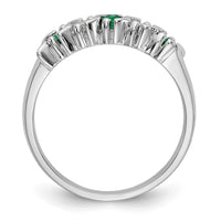 Load image into Gallery viewer, 14k White Gold 1/5 carat Diamond and Emerald Complete Band
