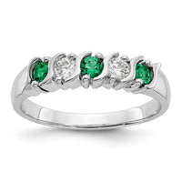 Load image into Gallery viewer, 14k White Gold 1/5 carat Diamond and Emerald Complete Band
