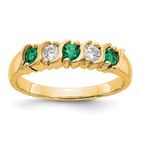 Load image into Gallery viewer, 14k Yellow Gold 1/5 carat Diamond and Emerald Complete Band
