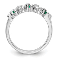 Load image into Gallery viewer, 14k White Gold 1/3 carat Diamond and Emerald Complete Band
