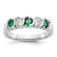 Load image into Gallery viewer, 14k White Gold 1/3 carat Diamond and Emerald Complete Band

