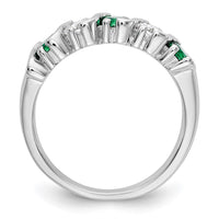Load image into Gallery viewer, 14k White Gold 3/8 carat Diamond and Emerald Complete Band
