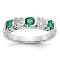 Load image into Gallery viewer, 14k White Gold 3/8 carat Diamond and Emerald Complete Band
