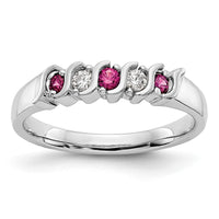 Load image into Gallery viewer, 14k White Gold 1/10 carat Diamond and Ruby Complete Band
