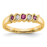 Load image into Gallery viewer, 14k Yellow Gold 1/10 carat Diamond and Ruby Complete Band

