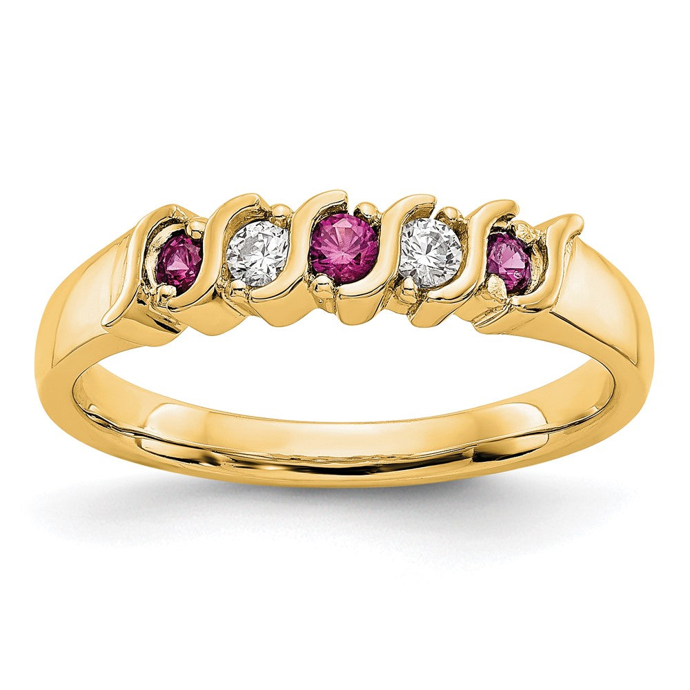 14k Yellow Gold 1/10 carat Diamond and Ruby Complete Band