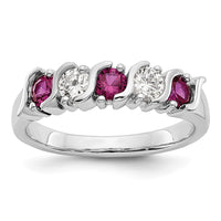 Load image into Gallery viewer, 14k White Gold 1/3 carat Diamond and Ruby Complete Band
