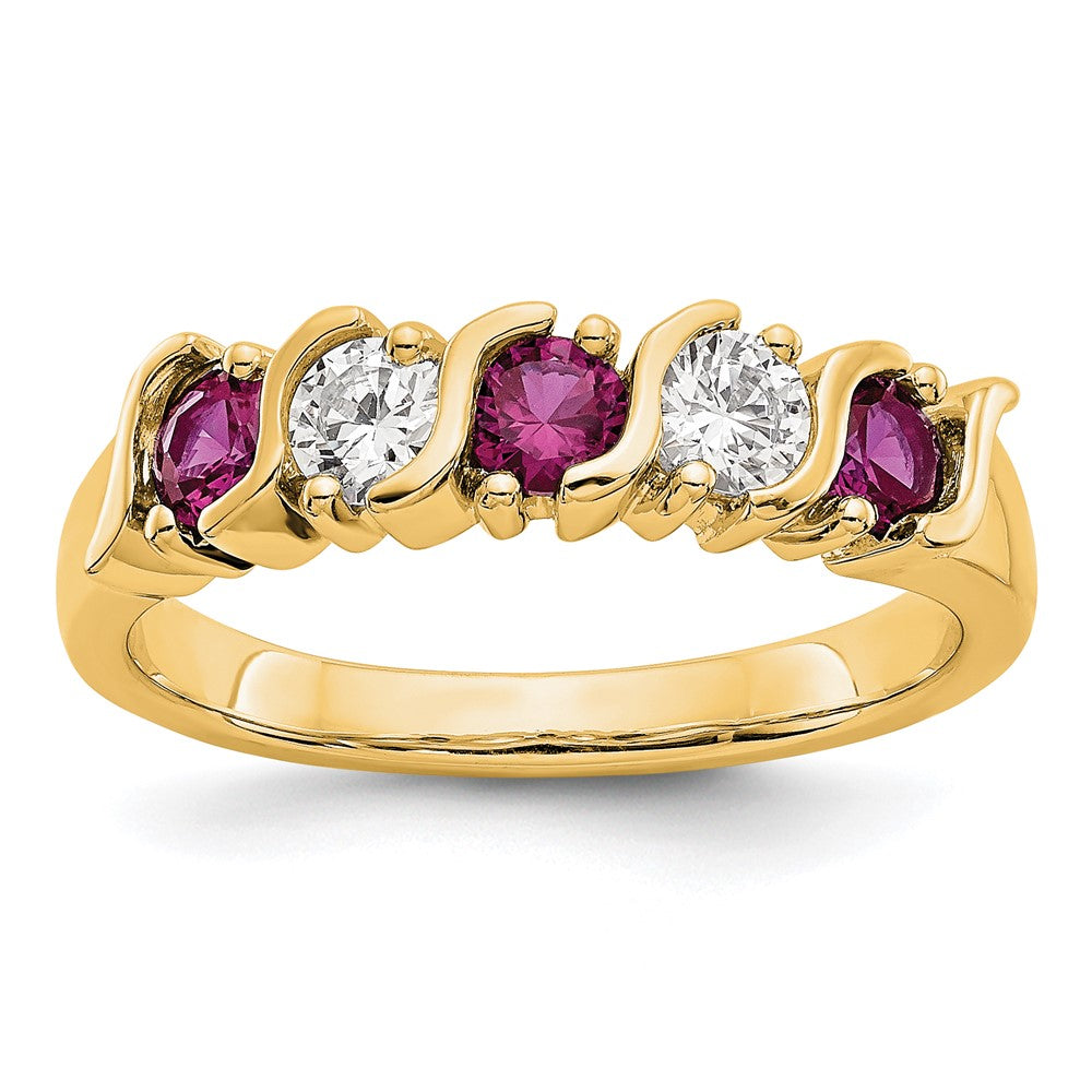14k Yellow Gold 1/3 carat Diamond and Ruby Complete Band