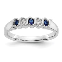 Load image into Gallery viewer, 14k White Gold 1/10 carat Diamond and Blue Sapphire Complete Band
