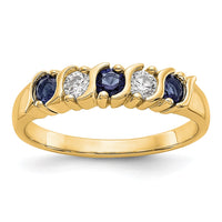 Load image into Gallery viewer, 14k Yellow Gold 1/5 carat Diamond and Blue Sapphire Complete Band
