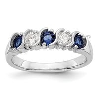 Load image into Gallery viewer, 14k White Gold 1/3 carat Diamond and Blue Sapphire Complete Band
