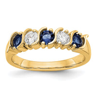 Load image into Gallery viewer, 14k Yellow Gold 1/3 carat Diamond and Blue Sapphire Complete Band
