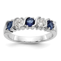 Load image into Gallery viewer, 14k White Gold 3/8 carat Diamond and Blue Sapphire Complete Band

