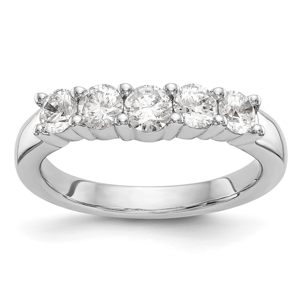 14K White Gold 5-Stone Shared Prong 7/8 carat Round Complete Diamond Band