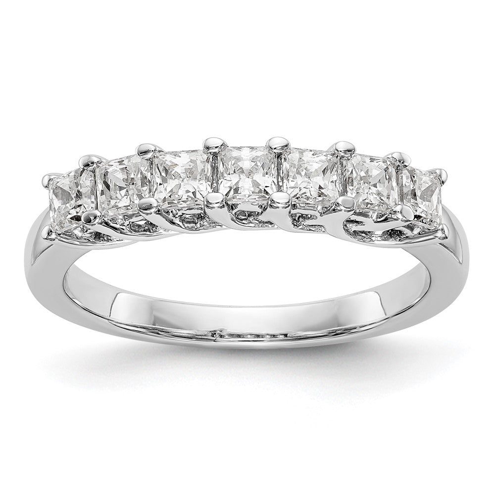 14K White Gold 7-Stone Shared Prong 1 carat Complete Princess Diamond Band